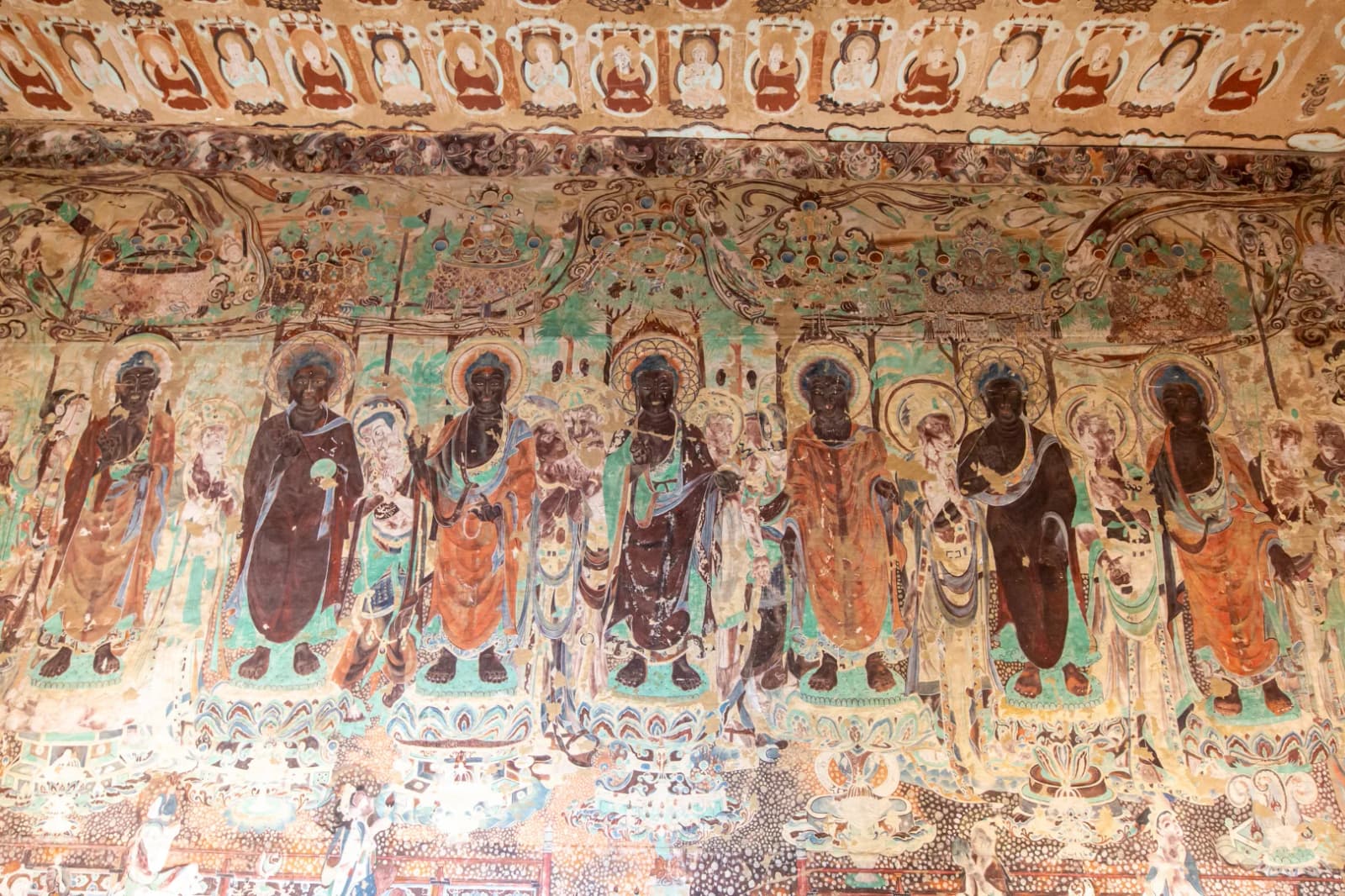 A detail of Buddhist mural painting from Mogao