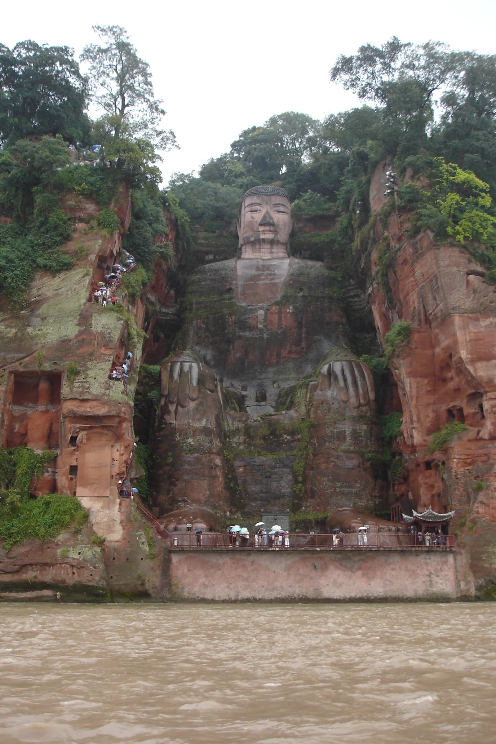 The Giant Buddha carved into the riverside cliff at Leshan