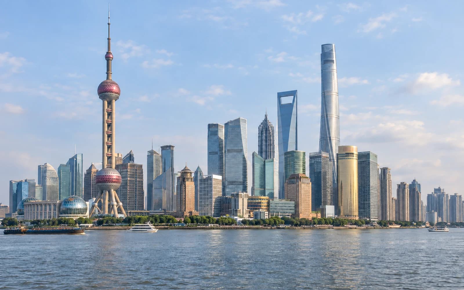 Illustrative view of Shanghai’s contemporary skyline across the river